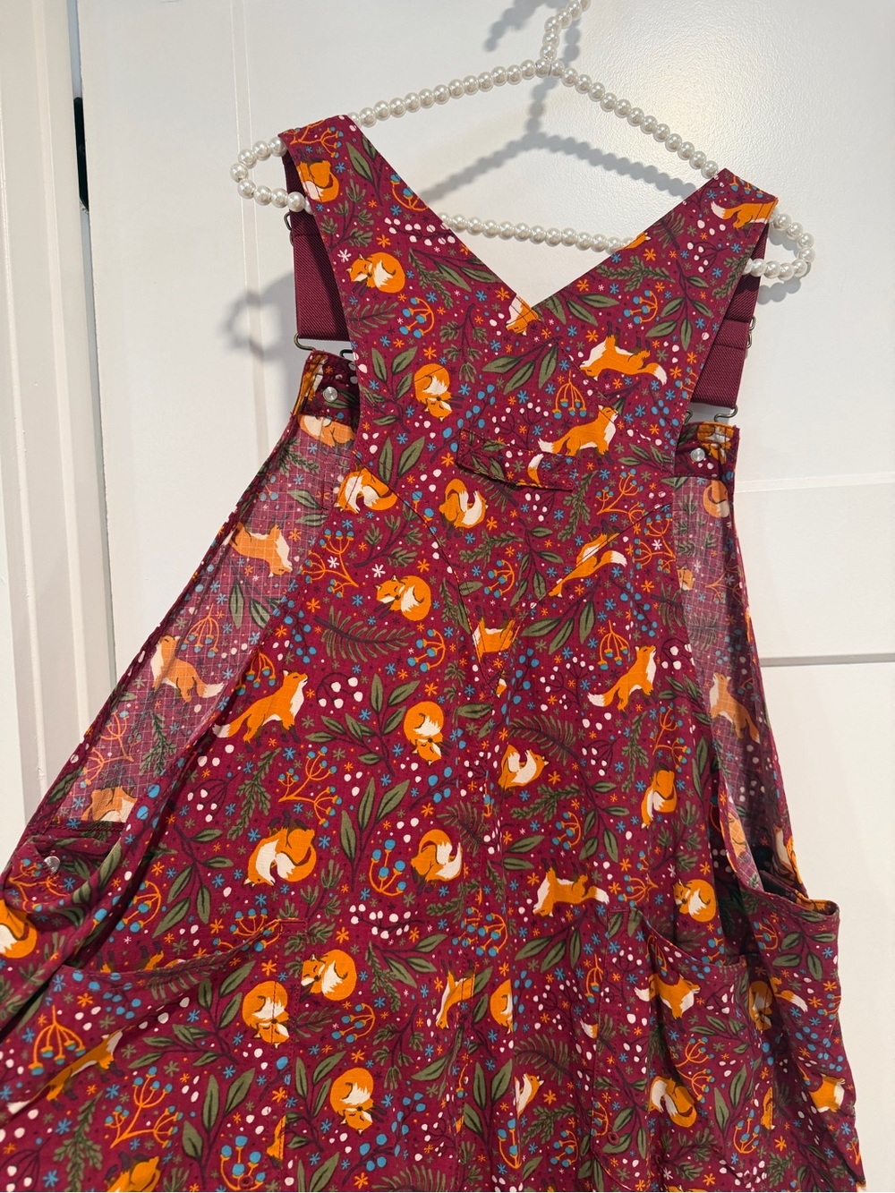 Duluth Trading Co Maroon Fox Print Overalls - Picture 7 of 9